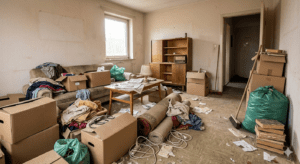 Entrümpelung im Erzgebirge – Keller mit Möbeln und Kisten vor der Räumung
